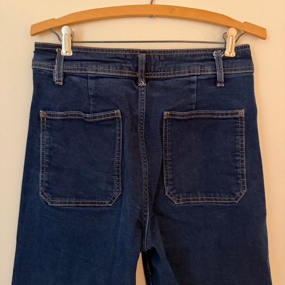 Zara The Patch Pockets Marine Straight Jeans Dark Wash Size US 8 - Picture 6 of 11